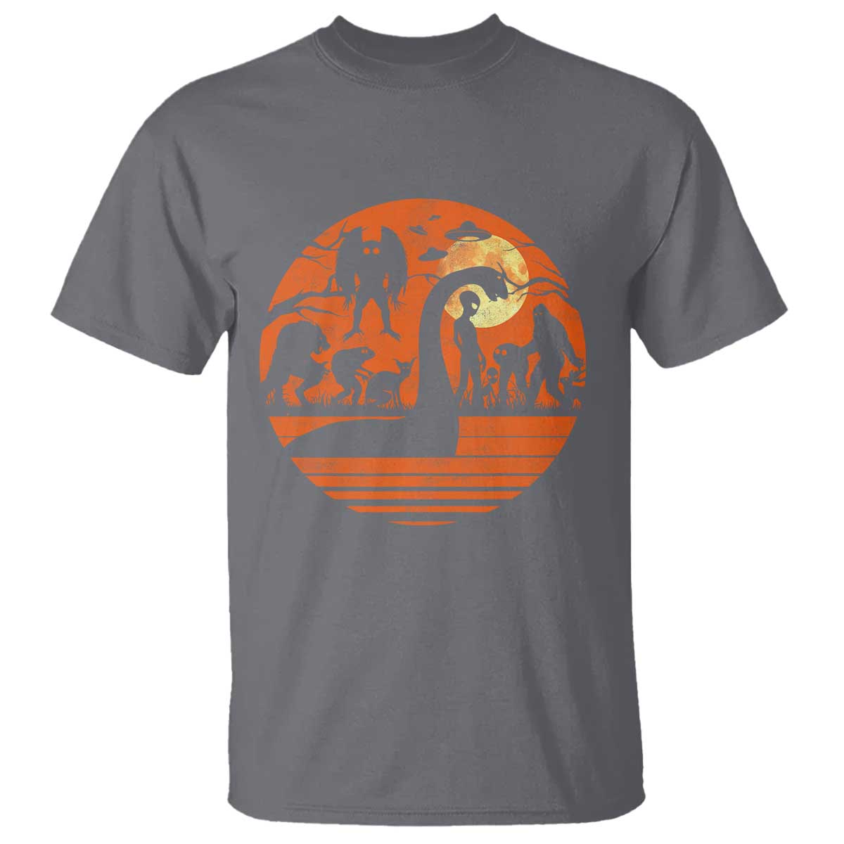 Cryptid Monsters T Shirt Bigfoot Loch Ness Monster Mothman Aliens Weirdcore Folk Horror