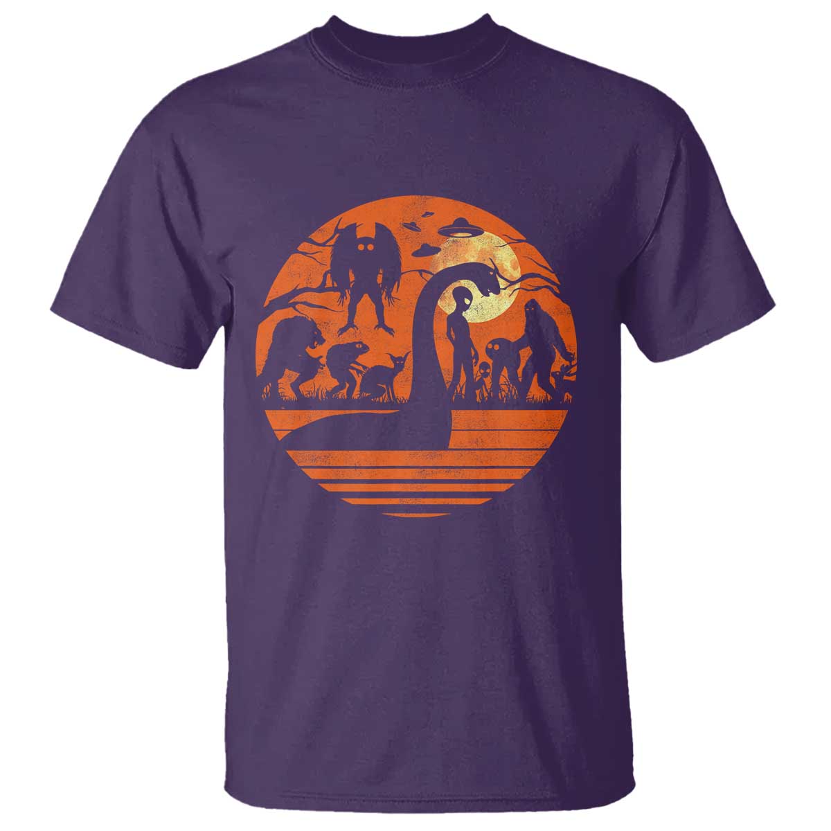 Cryptid Monsters T Shirt Bigfoot Loch Ness Monster Mothman Aliens Weirdcore Folk Horror