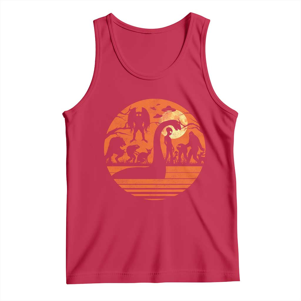 Cryptid Monsters Tank Top Bigfoot Loch Ness Monster Mothman Aliens Weirdcore Folk Horror