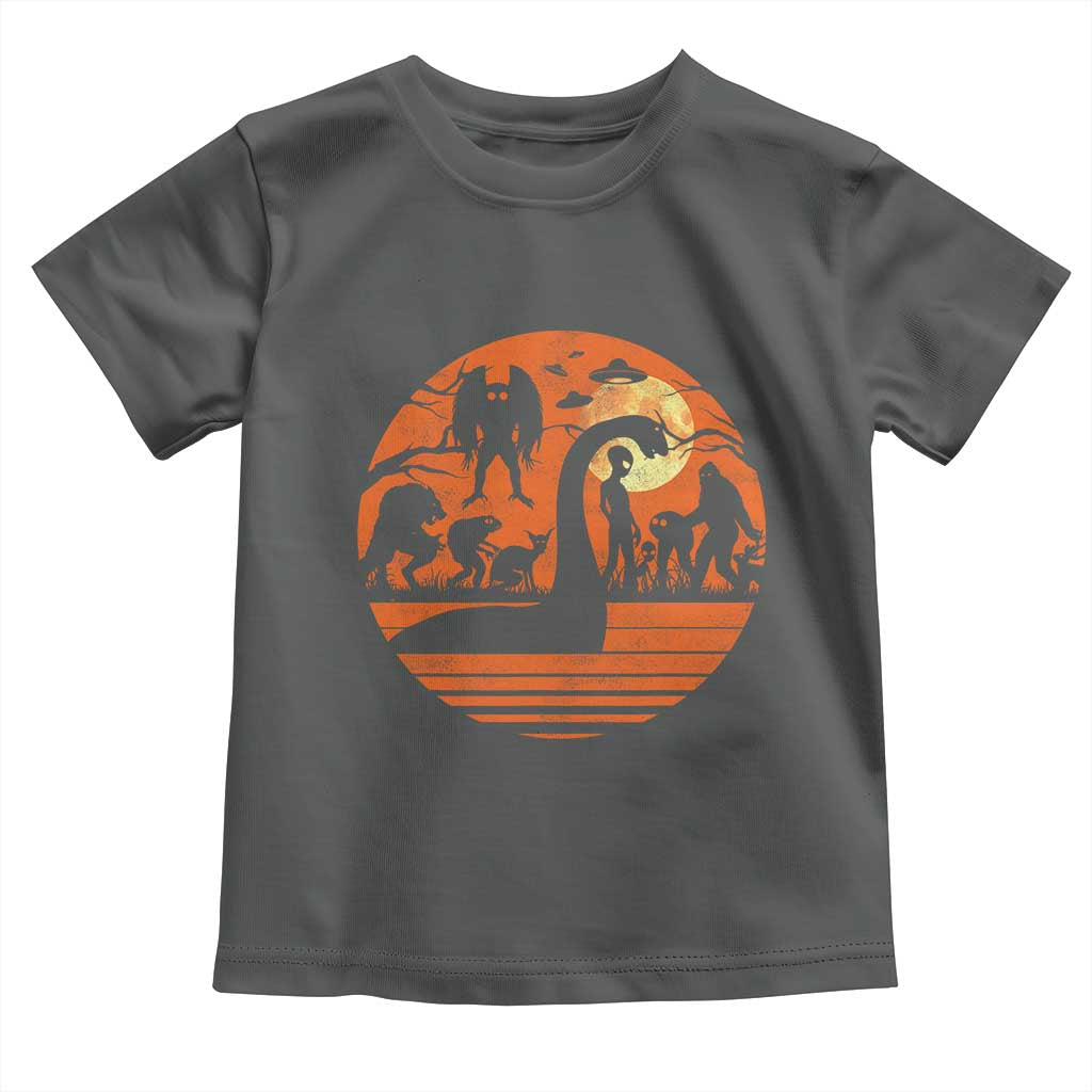 Cryptid Monsters Toddler T Shirt Bigfoot Loch Ness Monster Mothman Aliens Weirdcore Folk Horror