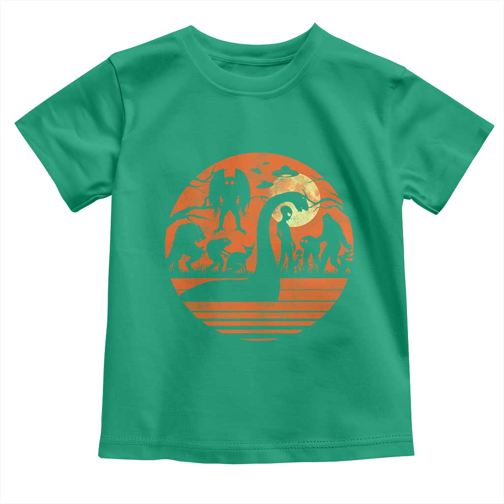 Cryptid Monsters Toddler T Shirt Bigfoot Loch Ness Monster Mothman Aliens Weirdcore Folk Horror