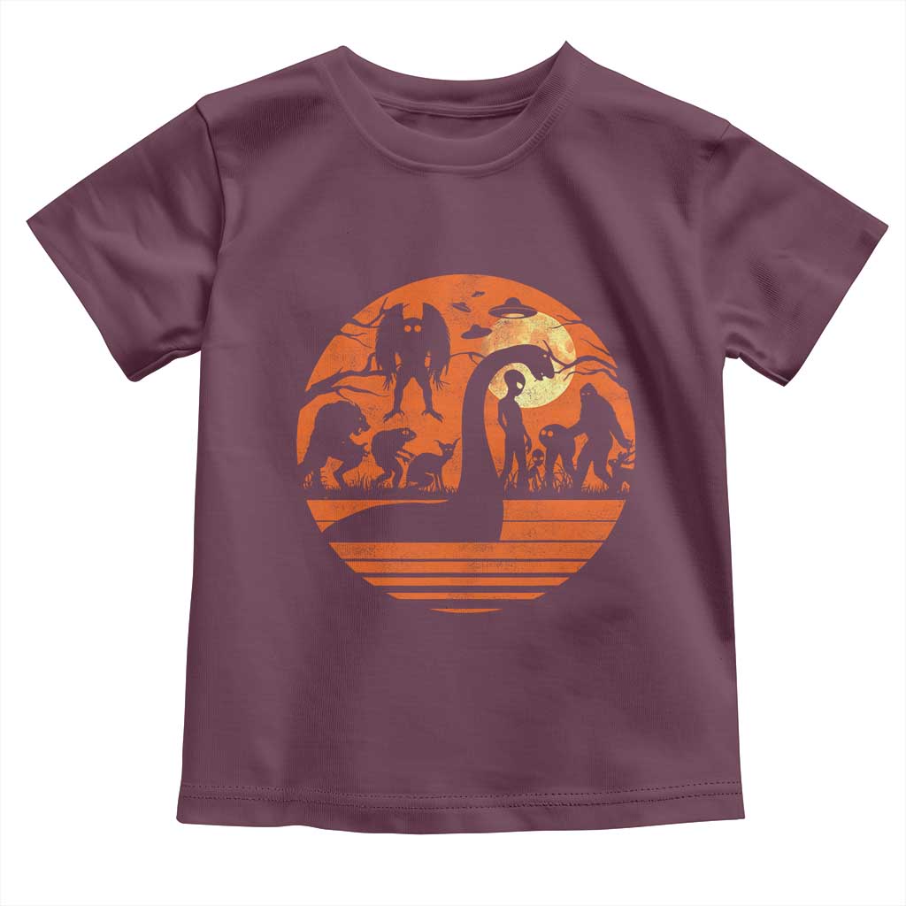 Cryptid Monsters Toddler T Shirt Bigfoot Loch Ness Monster Mothman Aliens Weirdcore Folk Horror