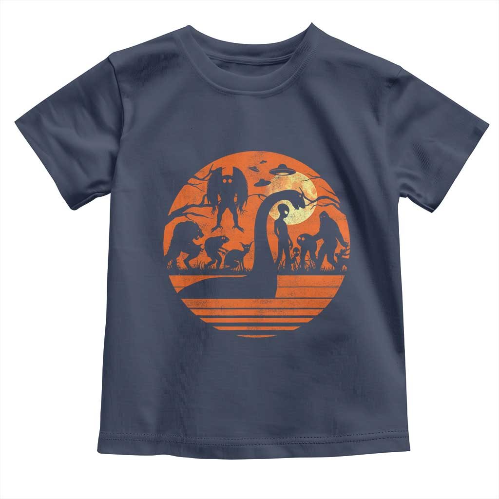 Cryptid Monsters Toddler T Shirt Bigfoot Loch Ness Monster Mothman Aliens Weirdcore Folk Horror