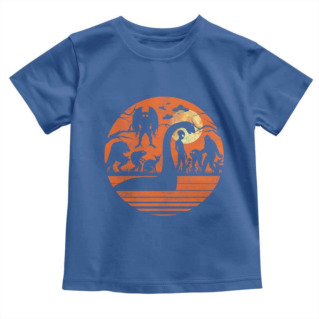 Cryptid Monsters Toddler T Shirt Bigfoot Loch Ness Monster Mothman Aliens Weirdcore Folk Horror