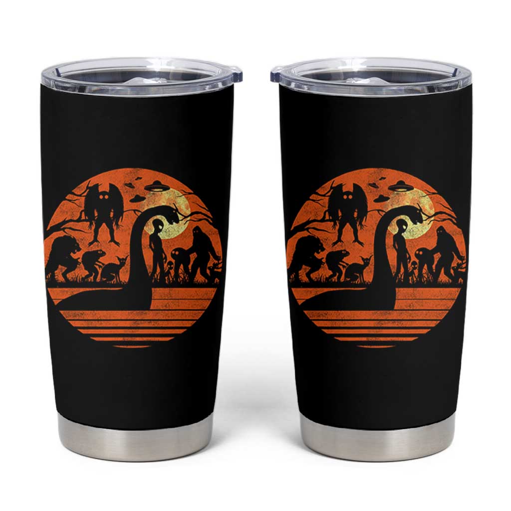 Cryptid Monsters Tumbler Cup Bigfoot Loch Ness Monster Mothman Aliens Weirdcore Folk Horror