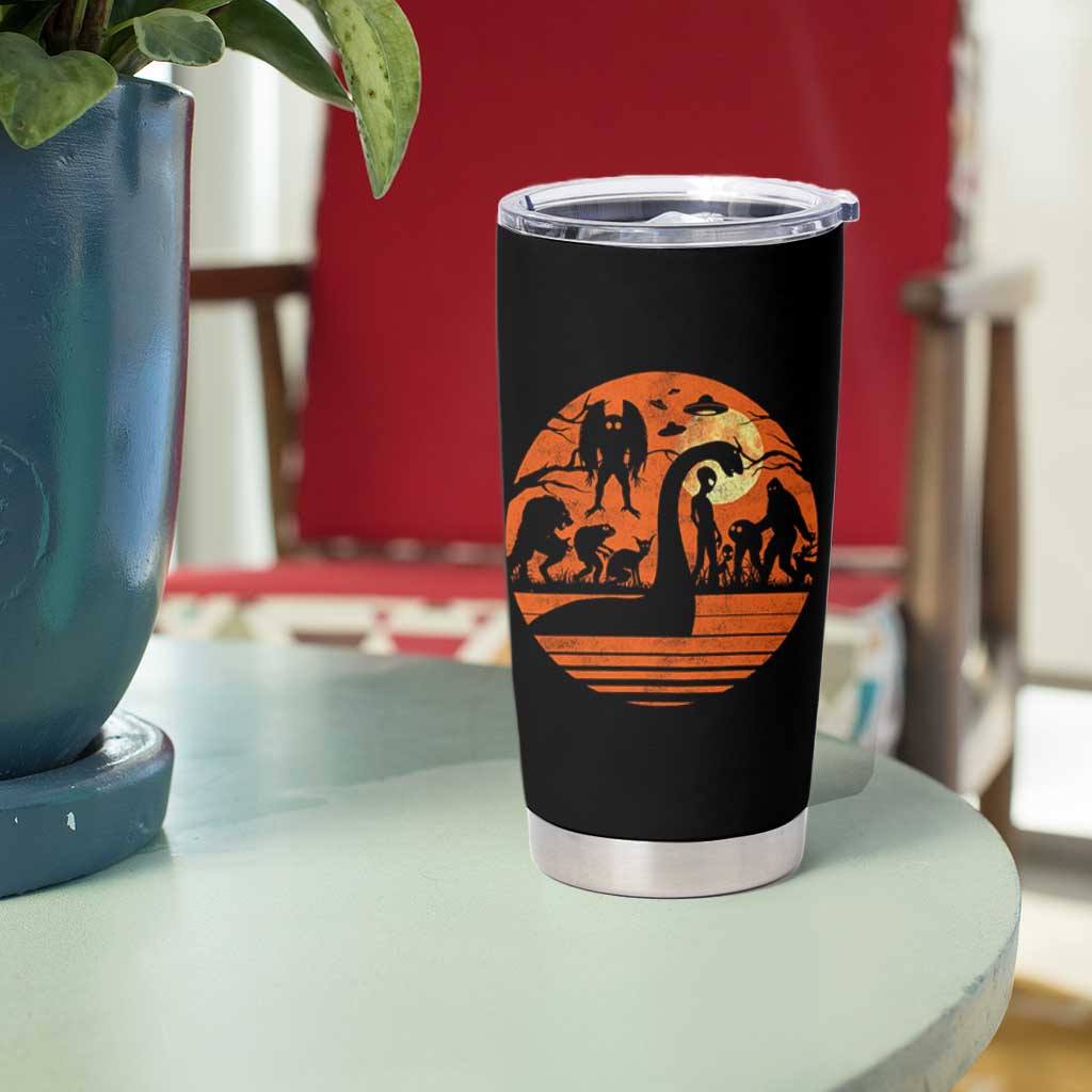 Cryptid Monsters Tumbler Cup Bigfoot Loch Ness Monster Mothman Aliens Weirdcore Folk Horror