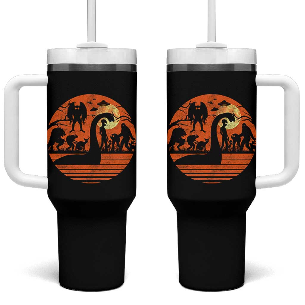 Cryptid Monsters Tumbler With Handle Bigfoot Loch Ness Monster Mothman Aliens Weirdcore Folk Horror