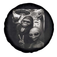 Bigfoot Alien Loch Ness Monster Spare Tire Cover Funny Cryptid UFO Selfie Sasquatch Rock On - Wonder Print Shop