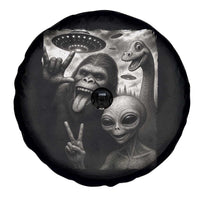 Bigfoot Alien Loch Ness Monster Spare Tire Cover Funny Cryptid UFO Selfie Sasquatch Rock On - Wonder Print Shop