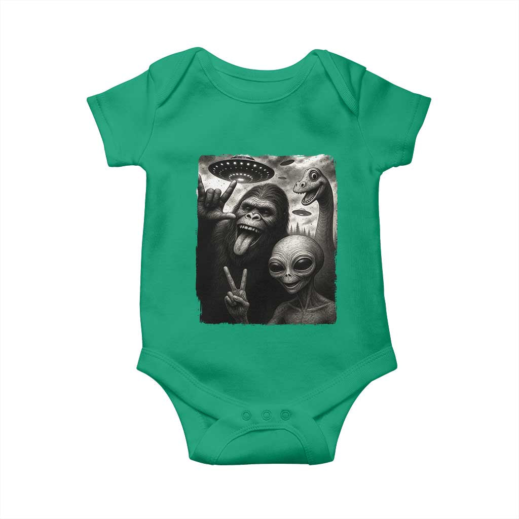 Bigfoot Alien Loch Ness Monster Baby Onesie Funny Cryptid UFO Selfie Sasquatch Rock On - Wonder Print Shop