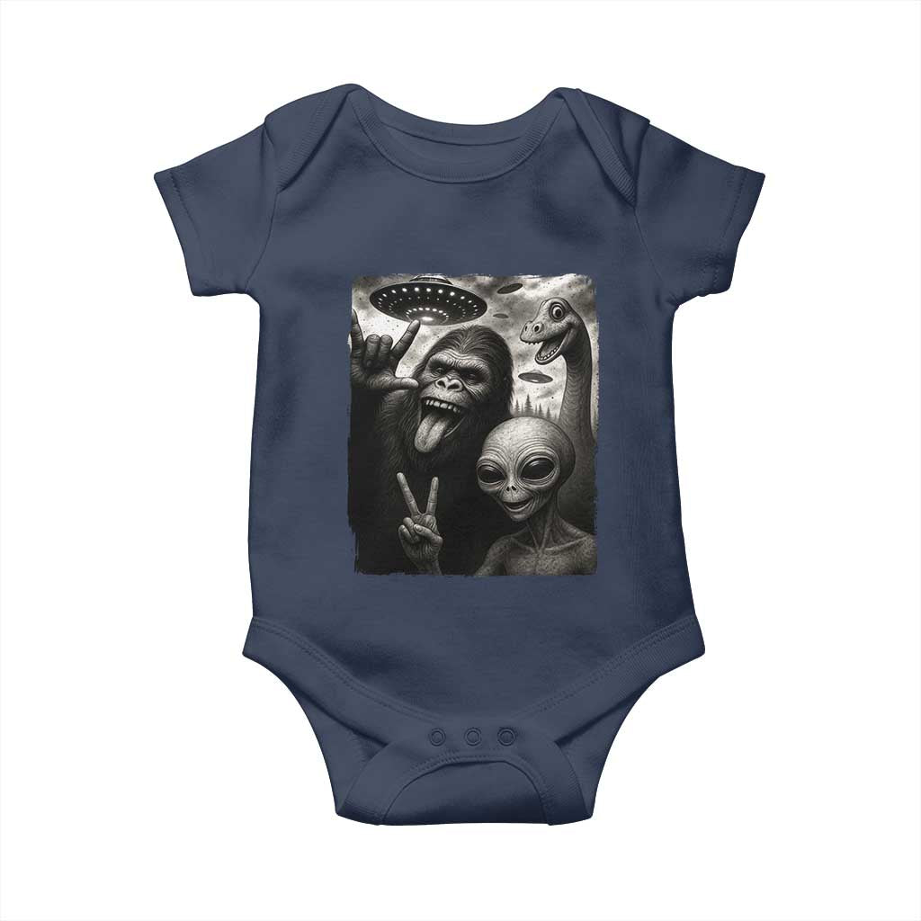 Bigfoot Alien Loch Ness Monster Baby Onesie Funny Cryptid UFO Selfie Sasquatch Rock On - Wonder Print Shop