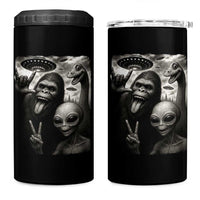 Bigfoot Alien Loch Ness Monster 4 in 1 Can Cooler Tumbler Funny Cryptid UFO Selfie Sasquatch Rock On - Wonder Print Shop