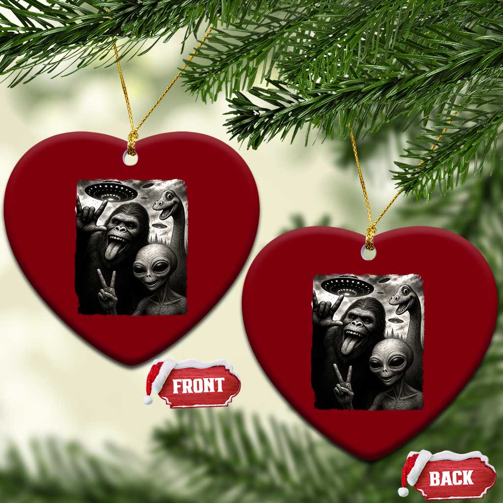 Bigfoot Alien Loch Ness Monster Ceramic Ornament Funny Cryptid UFO Selfie Sasquatch Rock On - Wonder Print Shop