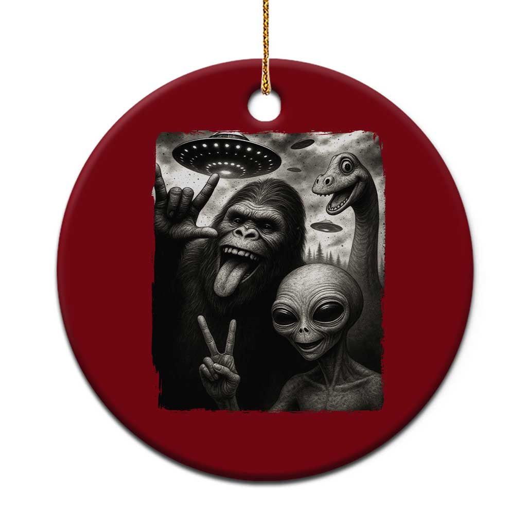 Bigfoot Alien Loch Ness Monster Ceramic Ornament Funny Cryptid UFO Selfie Sasquatch Rock On - Wonder Print Shop