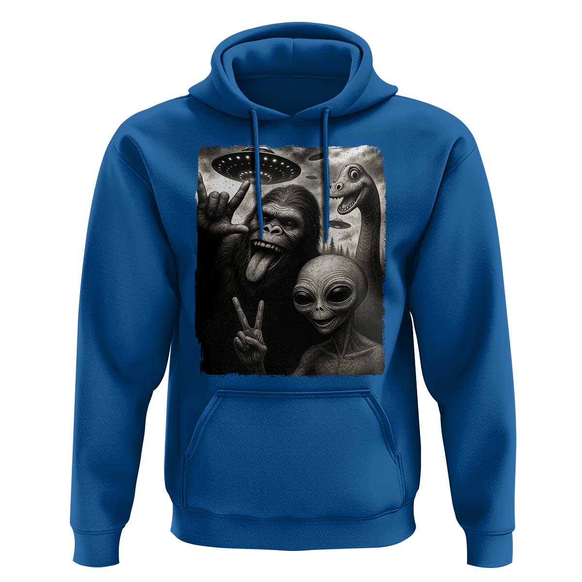 Bigfoot Alien Loch Ness Monster Hoodie Funny Cryptid UFO Selfie Sasquatch Rock On - Wonder Print Shop
