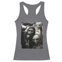 Bigfoot Alien Loch Ness Monster Racerback Tank Top Funny Cryptid UFO Selfie Sasquatch Rock On - Wonder Print Shop