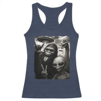 Bigfoot Alien Loch Ness Monster Racerback Tank Top Funny Cryptid UFO Selfie Sasquatch Rock On - Wonder Print Shop