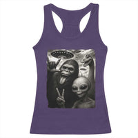 Bigfoot Alien Loch Ness Monster Racerback Tank Top Funny Cryptid UFO Selfie Sasquatch Rock On - Wonder Print Shop