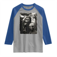 Bigfoot Alien Loch Ness Monster Raglan Shirt Funny Cryptid UFO Selfie Sasquatch Rock On - Wonder Print Shop
