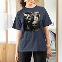 Bigfoot Alien Loch Ness Monster T Shirt For Women Funny Cryptid UFO Selfie Sasquatch Rock On - Wonder Print Shop