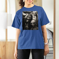 Bigfoot Alien Loch Ness Monster T Shirt For Women Funny Cryptid UFO Selfie Sasquatch Rock On - Wonder Print Shop