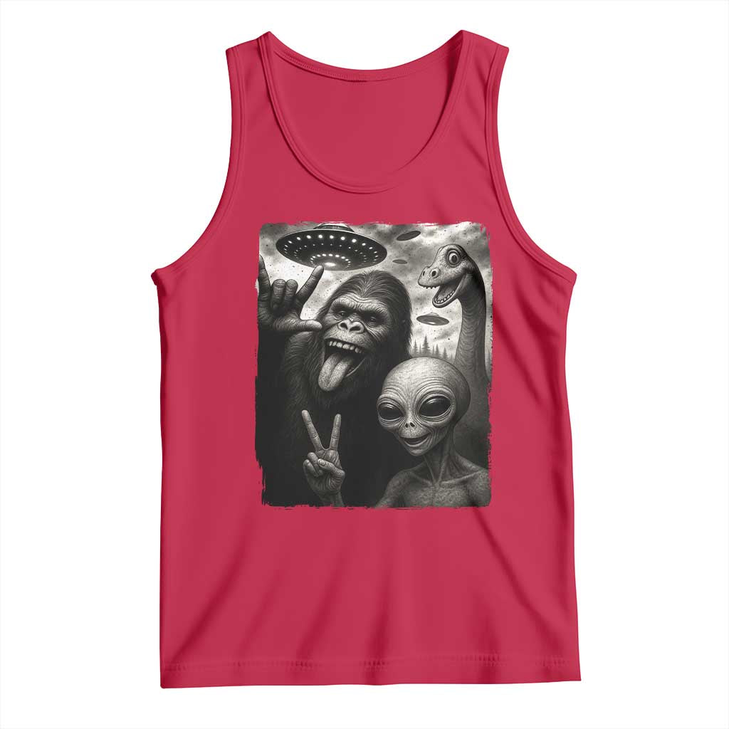 Bigfoot Alien Loch Ness Monster Tank Top Funny Cryptid UFO Selfie Sasquatch Rock On - Wonder Print Shop