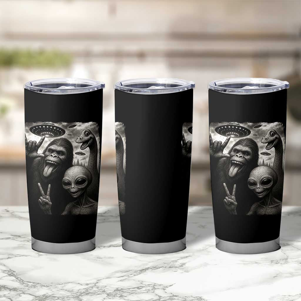 Bigfoot Alien Loch Ness Monster Tumbler Cup Funny Cryptid UFO Selfie Sasquatch Rock On - Wonder Print Shop