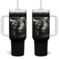 Bigfoot Alien Loch Ness Monster Tumbler With Handle Funny Cryptid UFO Selfie Sasquatch Rock On - Wonder Print Shop