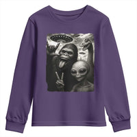 Bigfoot Alien Loch Ness Monster Youth Sweatshirt Funny Cryptid UFO Selfie Sasquatch Rock On - Wonder Print Shop