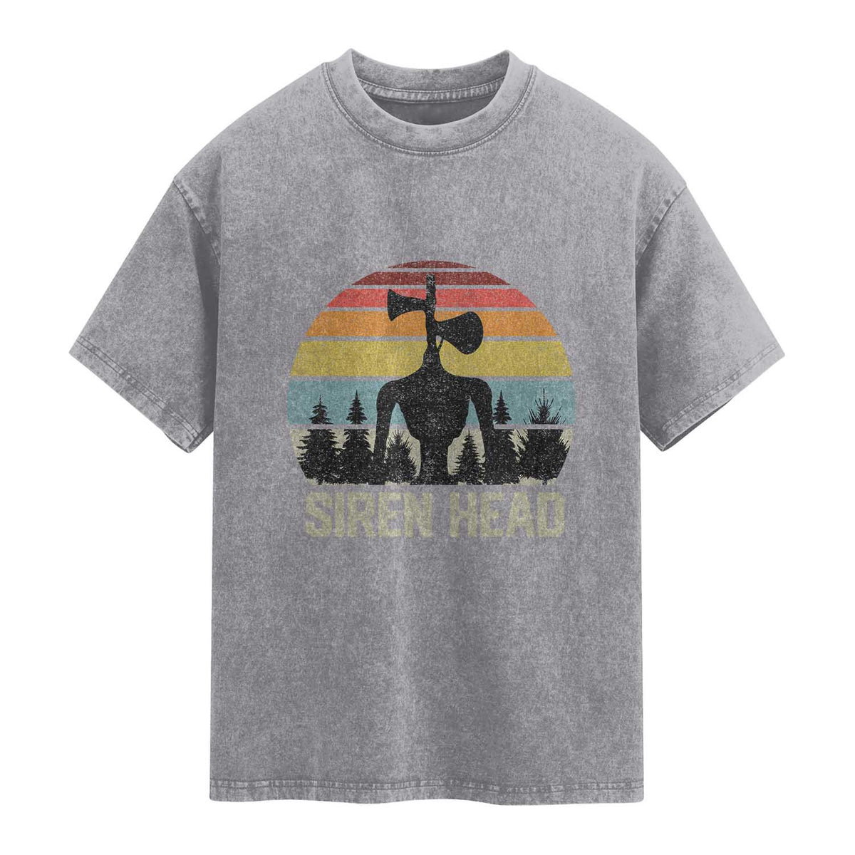Siren Head Washed Cotton T-Shirt Retro American Cryptid