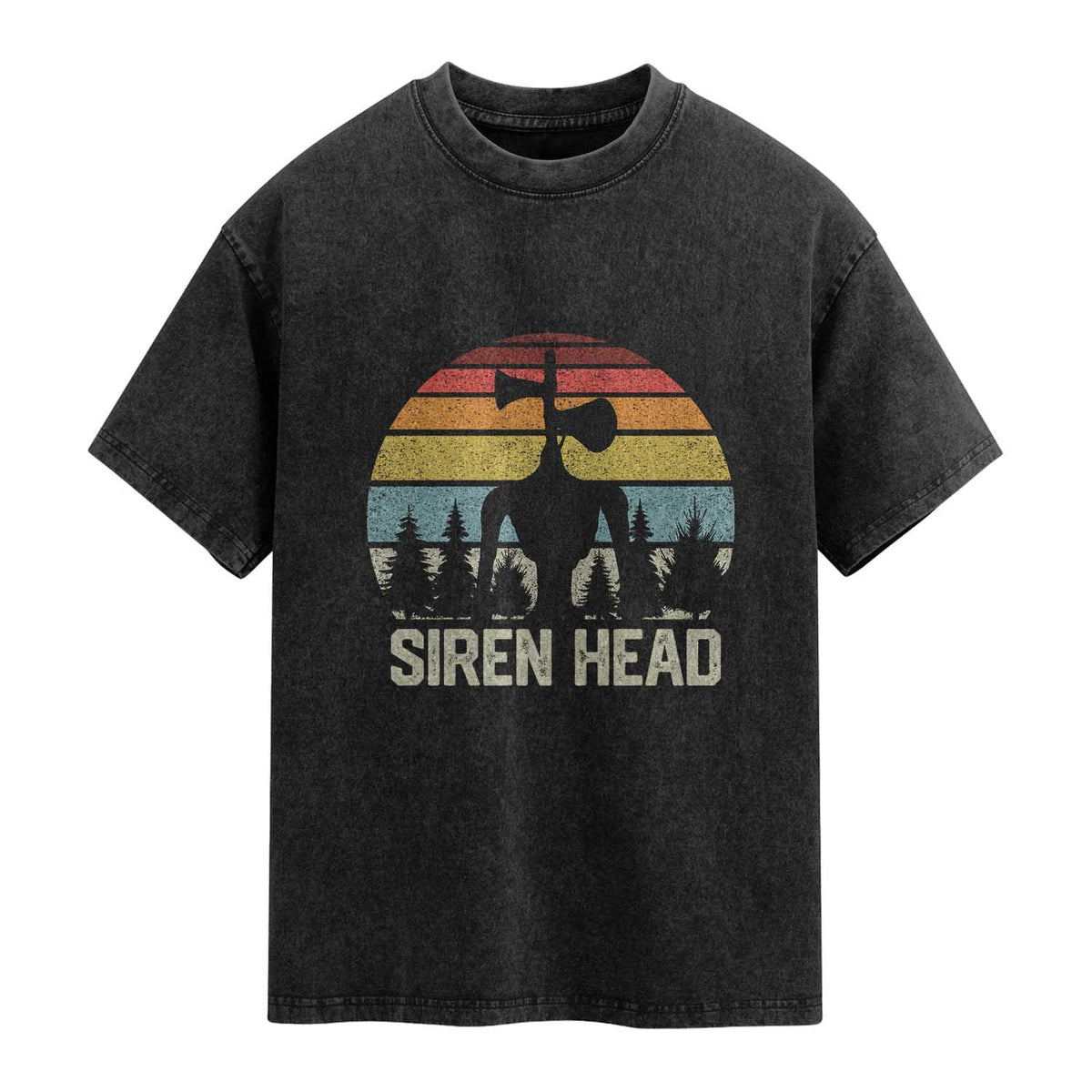 Siren Head Washed Cotton T-Shirt Retro American Cryptid