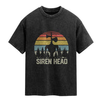Siren Head Washed Cotton T-Shirt Retro American Cryptid