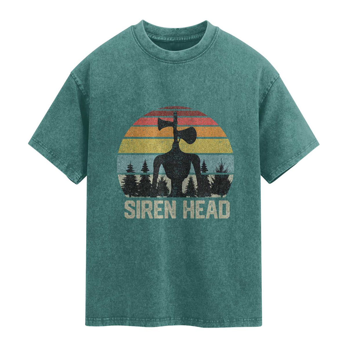 Siren Head Washed Cotton T-Shirt Retro American Cryptid
