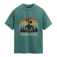 Siren Head Washed Cotton T-Shirt Retro American Cryptid