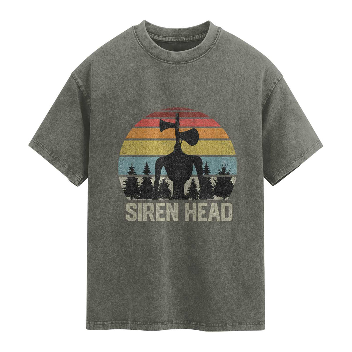 Siren Head Washed Cotton T-Shirt Retro American Cryptid