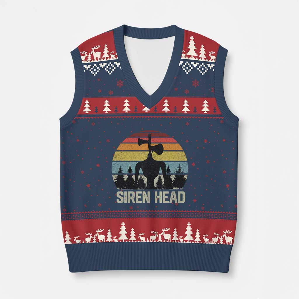 Siren Head V-Neck Knit Sweater Vest Retro American Cryptid - Wonder Print Shop