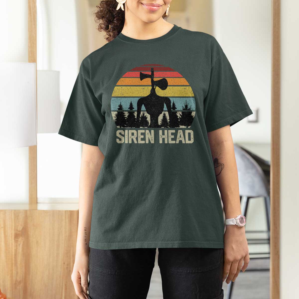 Siren Head T Shirt For Women Retro American Cryptid - Wonder Print Shop