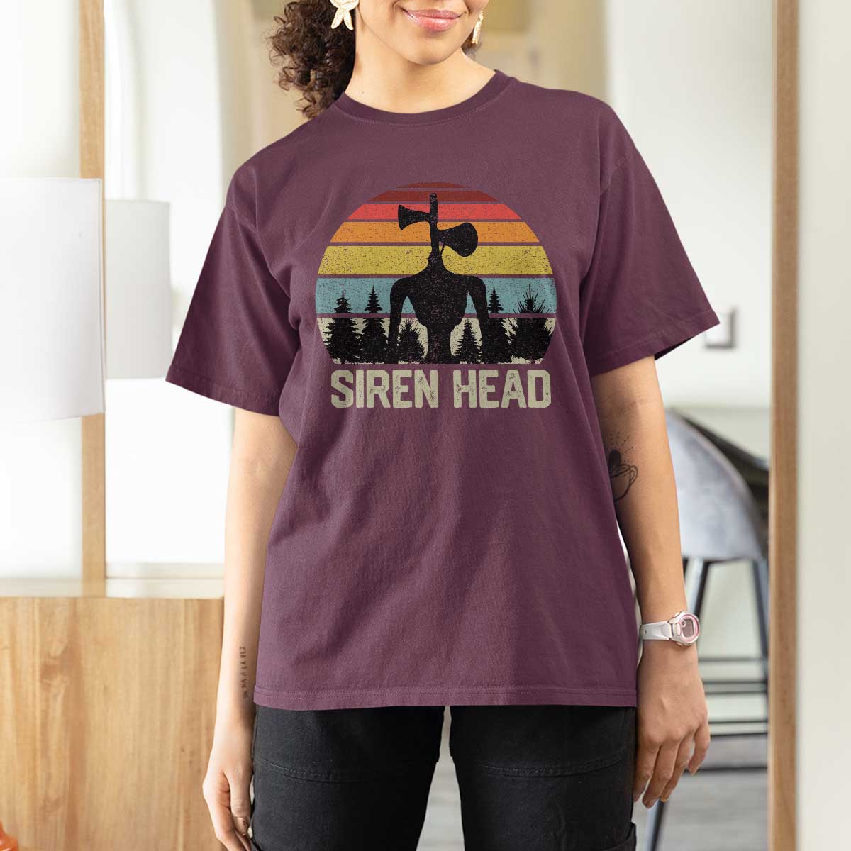 Siren Head T Shirt For Women Retro American Cryptid - Wonder Print Shop