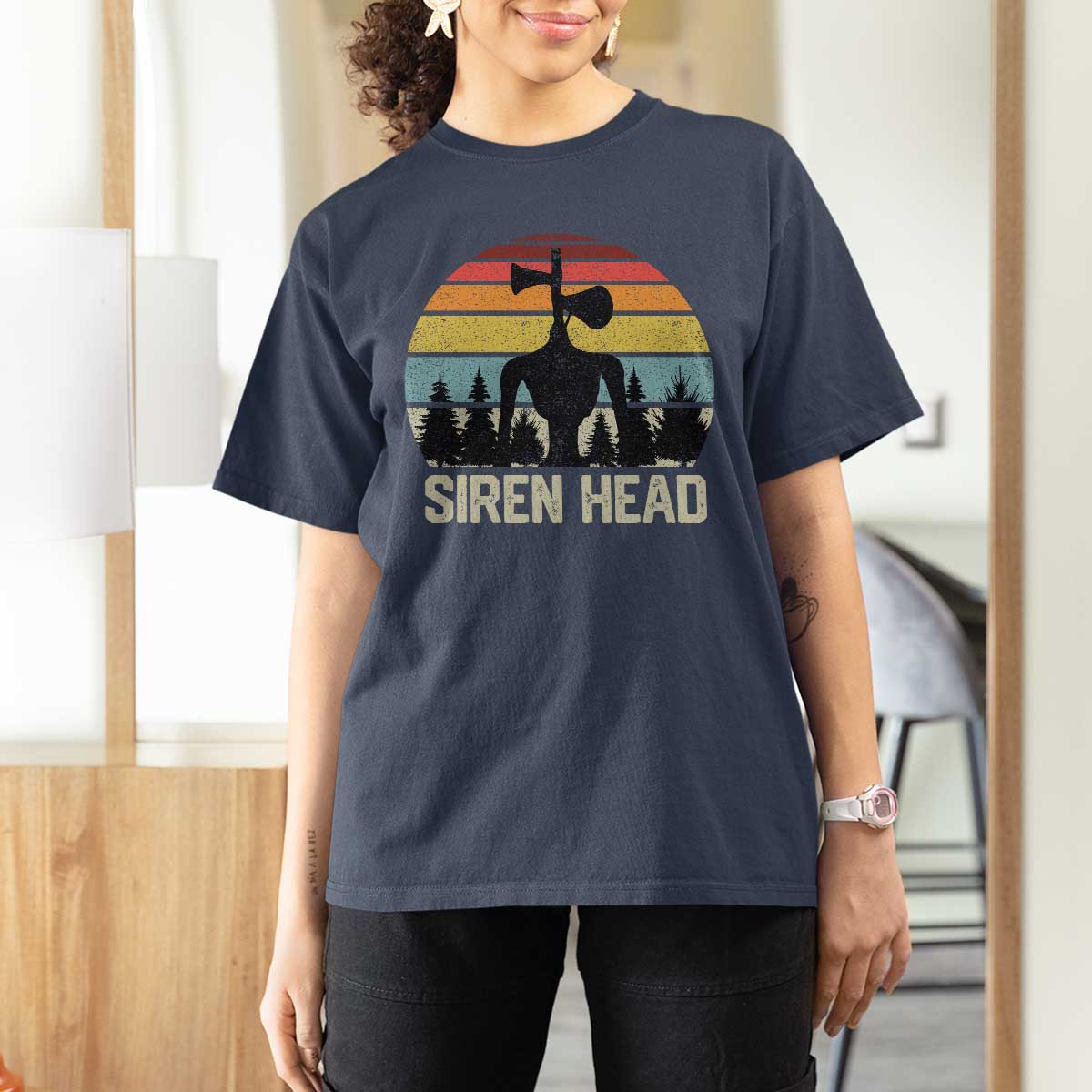 Siren Head T Shirt For Women Retro American Cryptid - Wonder Print Shop