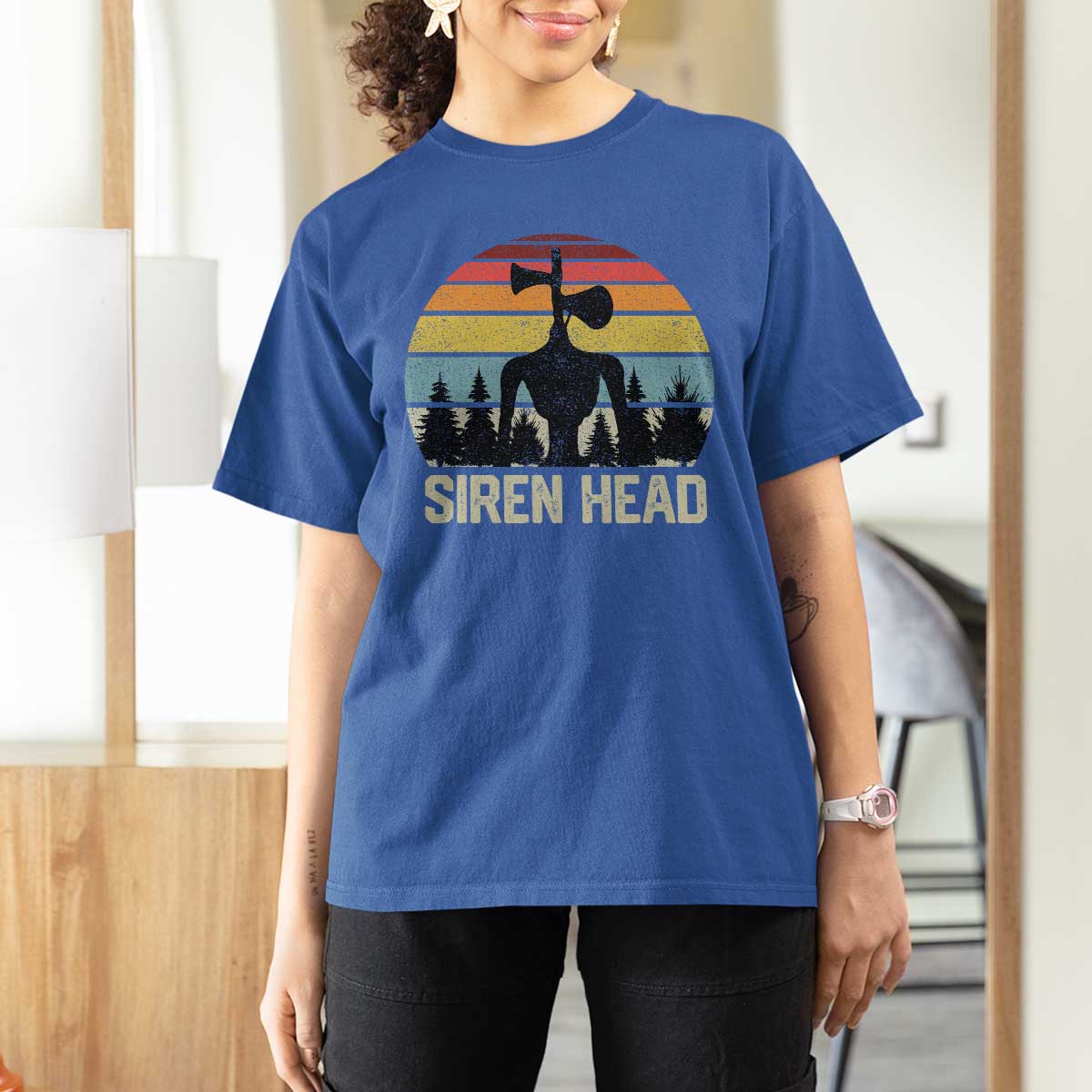 Siren Head T Shirt For Women Retro American Cryptid - Wonder Print Shop