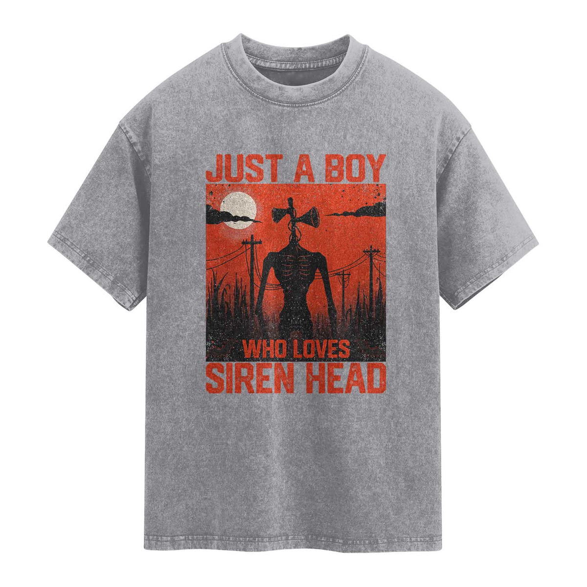 Siren Head Washed Cotton T-Shirt American Cryptid Lovers Boy