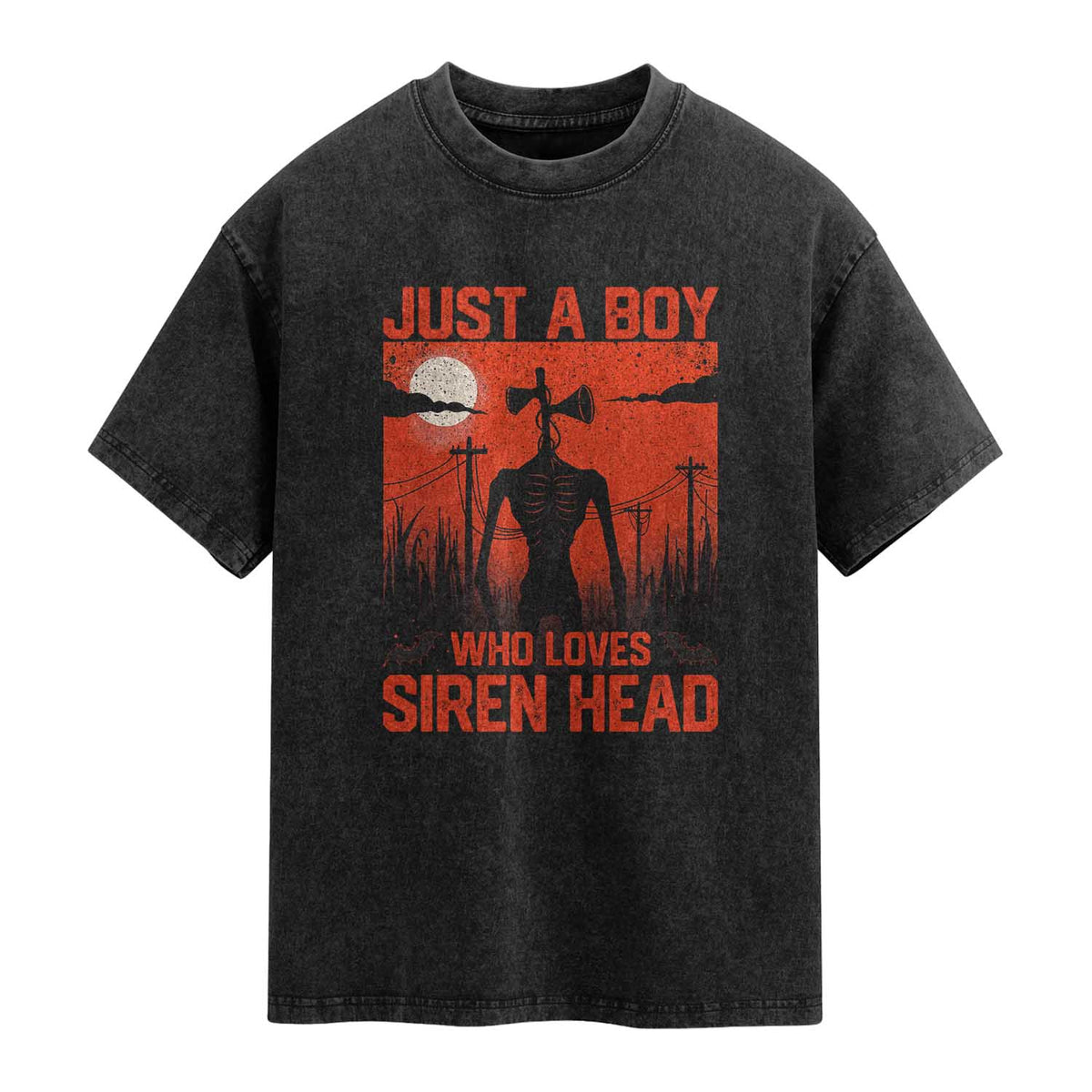 Siren Head Washed Cotton T-Shirt American Cryptid Lovers Boy