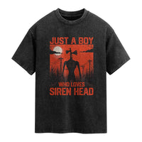 Siren Head Washed Cotton T-Shirt American Cryptid Lovers Boy