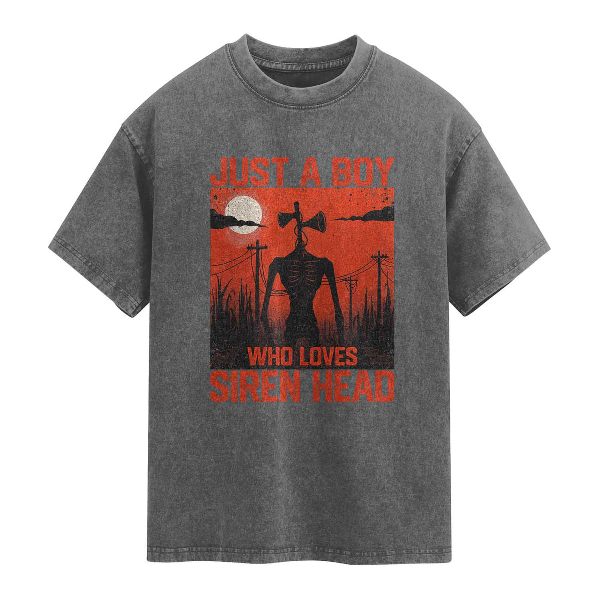 Siren Head Washed Cotton T-Shirt American Cryptid Lovers Boy
