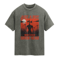 Siren Head Washed Cotton T-Shirt American Cryptid Lovers Boy