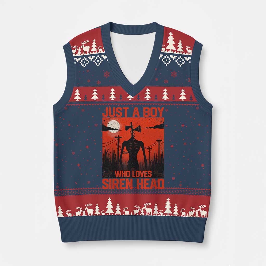 Siren Head V-Neck Knit Sweater Vest American Cryptid Lovers Boy - Wonder Print Shop