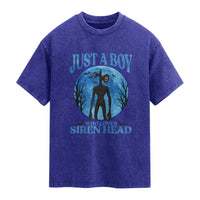 Siren Head Washed Cotton T-Shirt Supernatural American Cryptid Boys