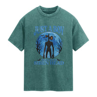 Siren Head Washed Cotton T-Shirt Supernatural American Cryptid Boys