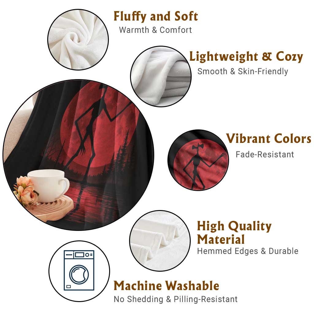 Siren Head Throw Blanket Supernatural American Cryptid Full Blood Moon Halloween - Wonder Print Shop