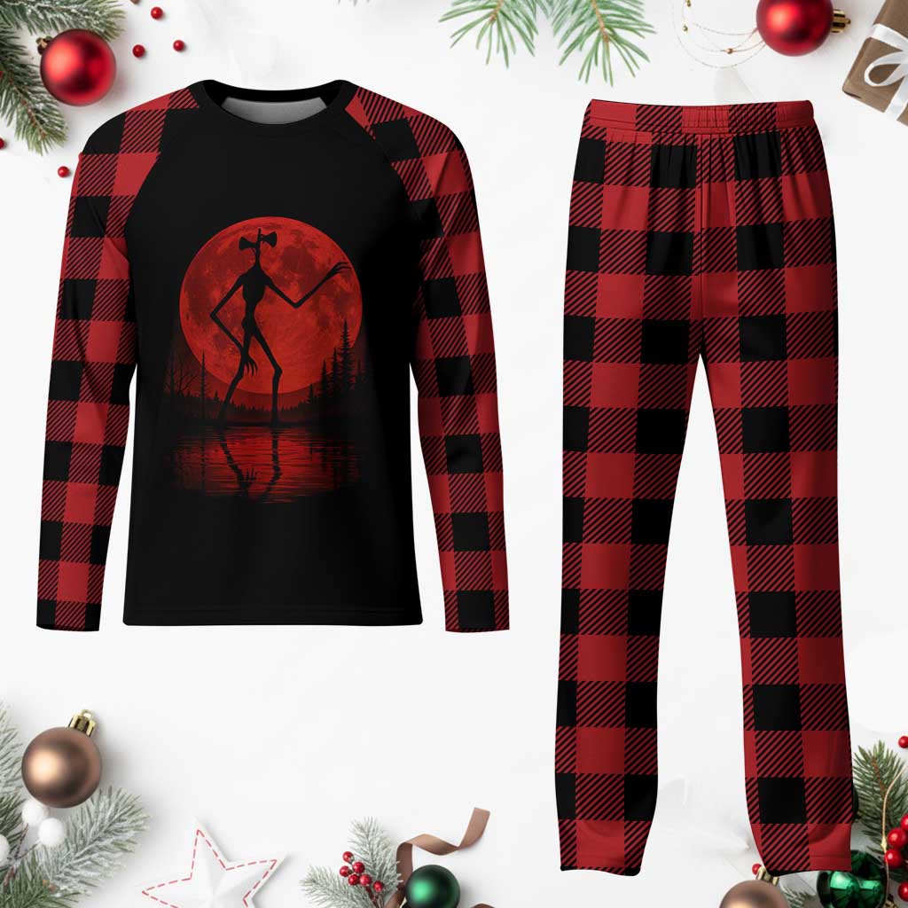 Siren Head Plaid Pajama Set Supernatural American Cryptid Full Blood Moon Halloween - Wonder Print Shop